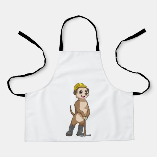 Meerkat als Miner met Pickaxe Schort (Voorkant)