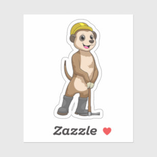 Meerkat als Miner met Pickaxe Sticker
