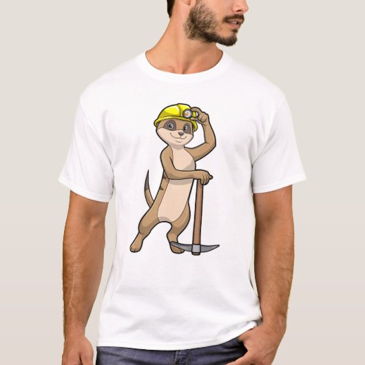 Meerkat als Miner met Pickaxe T-shirt (Voorkant)