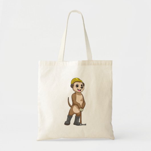 Meerkat als Miner met Pickaxe Tote Bag (Voorkant)