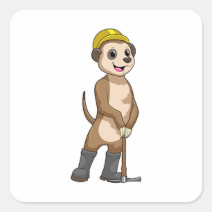 Meerkat als Miner met Pickaxe Vierkante Sticker