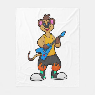 Meerkat als muzikant met gitaar fleece deken