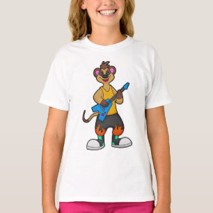 Meerkat als muzikant met gitaar t-shirt