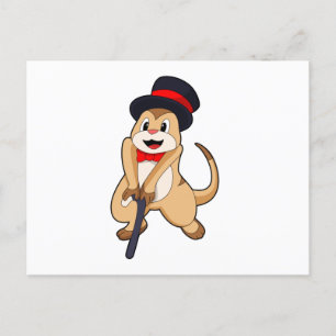 Meerkat als Pensioner met een wandelstok Briefkaart