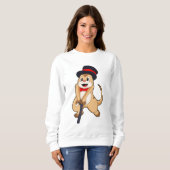 Meerkat als Pensioner met een wandelstok Trui (Voorkant volledig)