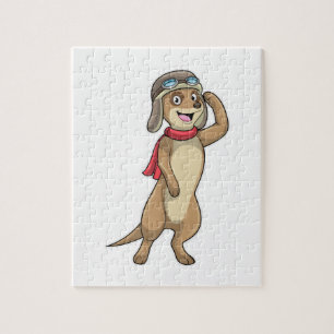 Meerkat als piloot met pet van piloot legpuzzel