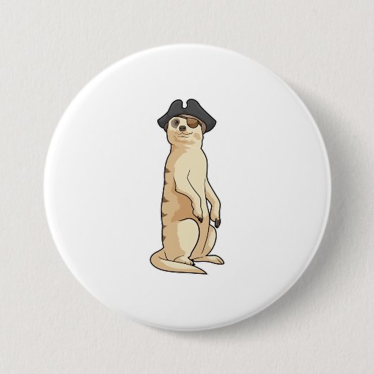 Meerkat als Piraat met Pirate pet Ronde Button 7,6 Cm (Voorkant)