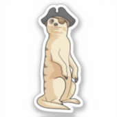 Meerkat als Piraat met Pirate pet Sticker (Voorkant)