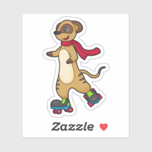 Meerkat als Skater met Roller-schaatsen Sticker