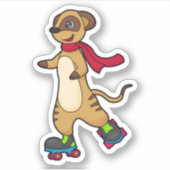 Meerkat als Skater met Roller-schaatsen Sticker (Voorkant)