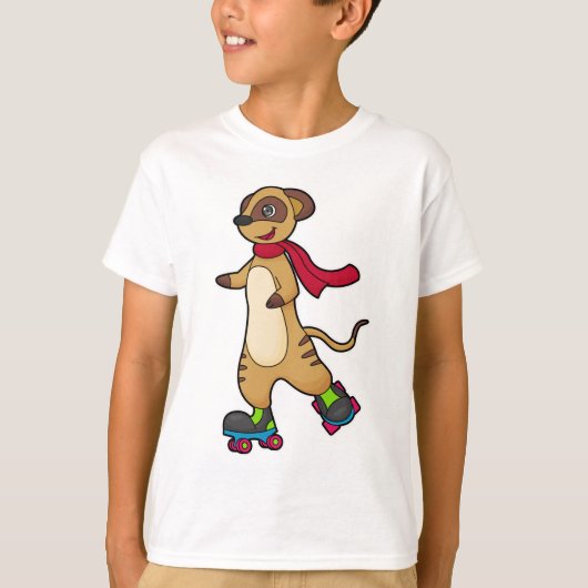 Meerkat als Skater met Roller-schaatsen T-shirt (Voorkant)