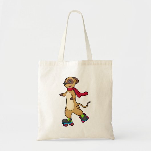 Meerkat als Skater met Roller-schaatsen Tote Bag (Voorkant)