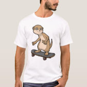 Meerkat als Skater met Skateboard T-shirt (Voorkant)