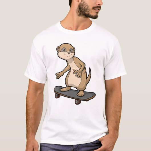 Meerkat als Skater met Skateboard T-shirt (Voorkant)