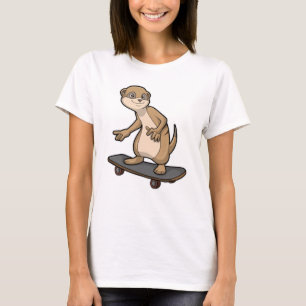 Meerkat als Skater met Skateboard T-shirt