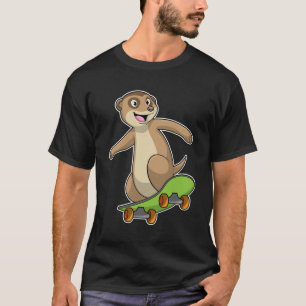 Meerkat als Skater met Skateboard T-shirt