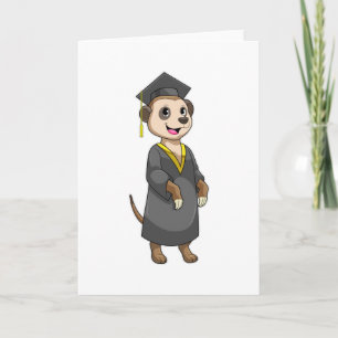Meerkat als student met diploma kaart