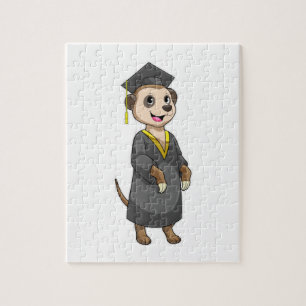 Meerkat als student met diploma legpuzzel