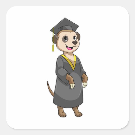 Meerkat als student met diploma vierkante sticker (Voorkant)