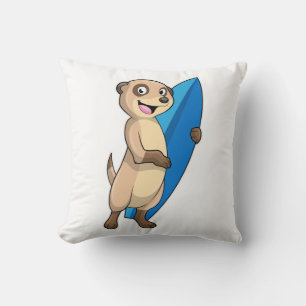 Meerkat als surfer met surfboard kussen