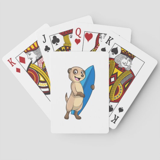 Meerkat als surfer met surfboard pokerkaarten (Achterkant)