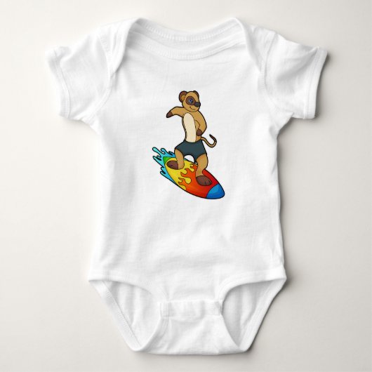 Meerkat als surfer met surfboard romper (Voorkant)