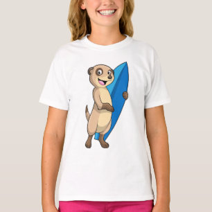 Meerkat als surfer met surfboard t-shirt
