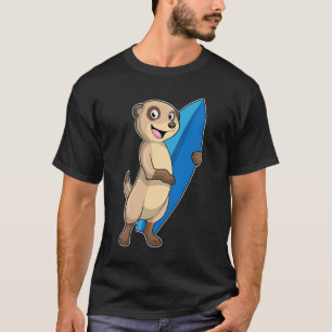 Meerkat als surfer met surfboard t-shirt