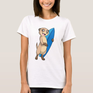 Meerkat als surfer met surfboard t-shirt