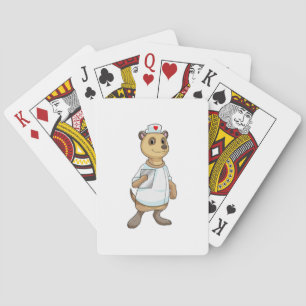 Meerkat als verpleegster met hart pokerkaarten
