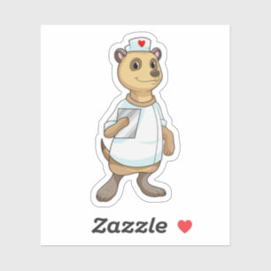 Meerkat als verpleegster met hart sticker