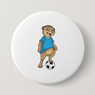 Meerkat als Voetbalspeler met Voetbal Ronde Button 7,6 Cm