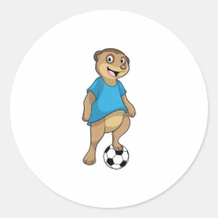 Meerkat als Voetbalspeler met Voetbal Ronde Sticker