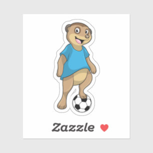 Meerkat als Voetbalspeler met Voetbal Sticker