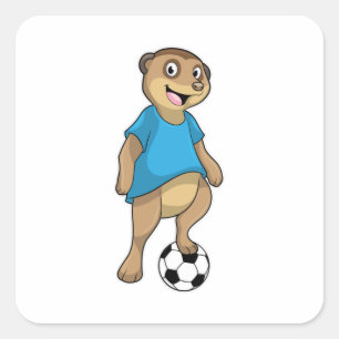 Meerkat als Voetbalspeler met Voetbal Vierkante Sticker