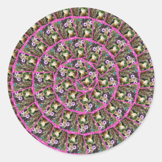 Meerkat Art Abstrait, Sticker Rond (Devant)