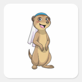 Meerkat as Bride with Veil Vierkante Sticker