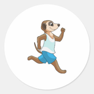 Meerkat at Running Sports Ronde Sticker