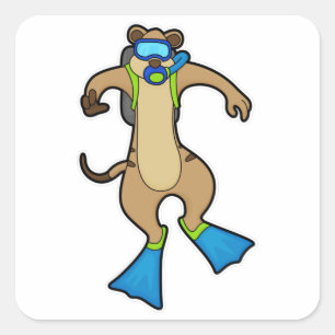 Meerkat bij duiken met zwembril vierkante sticker