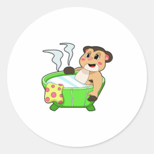 Meerkat bij het zwemmen in Bathtub Ronde Sticker