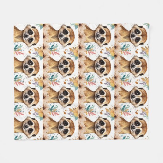 Meerkat bloemmotief fleece deken (Voorkant (Horizontaal))