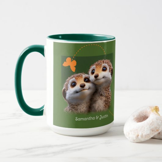 Meerkat Couple nu en altijd samen Mok (Met donut)