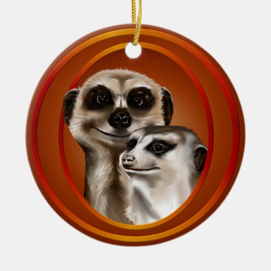 Meerkat Couple-Ornaments Keramisch Ornament (Voorkant)