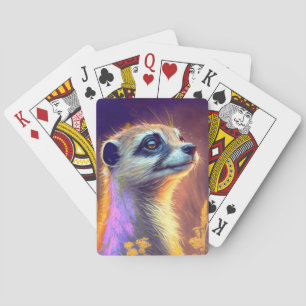 Meerkat Dierenportret Schilderij Wildlife Outdoors Pokerkaarten