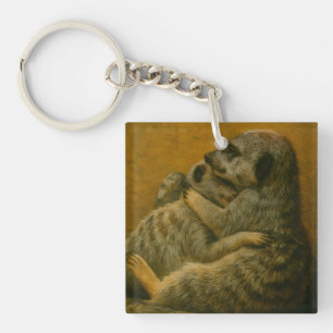 Meerkat Embrace – Heartfelt Wildlife Art Print Sleutelhanger