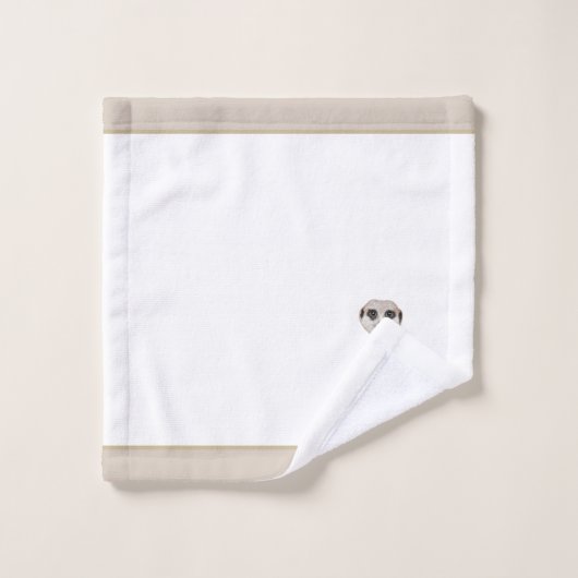 Meerkat en beige et blanc (Gant de toilette)