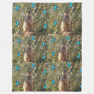 Meerkat en blauwe vlinders, fleece deken