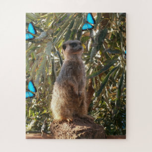 Meerkat en blauwe vlinders, legpuzzel