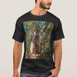 Meerkat en blauwe vlinders, t-shirt