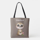 Meerkat en Bloemen op Beige Gepersonaliseerd Draagtas (Achterkant)